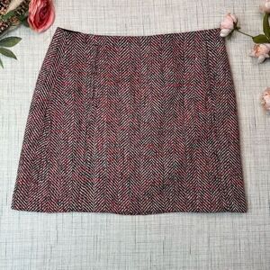 LOFT Ann‎ Taylor Women's Tweed Pencil Skirt Size 14 Red/Black Geometric